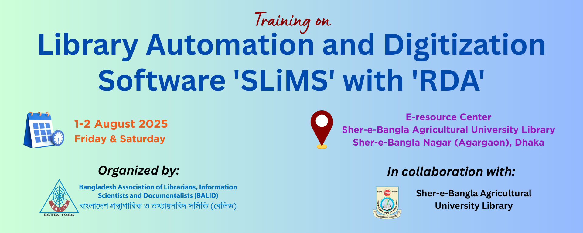 Training on Library Automation and Digitization Software &#039;SLiMS&#039; with &#039;RDA&#039;